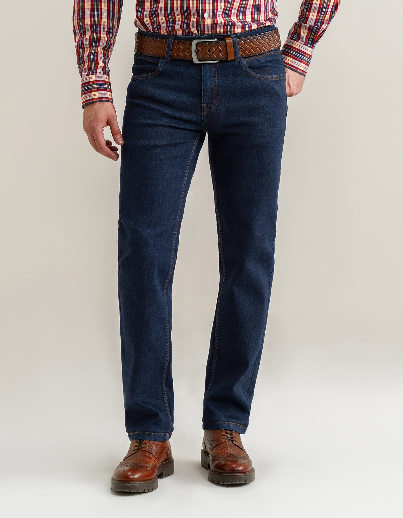 Basic Men's Denim Jeans - Dark Blue