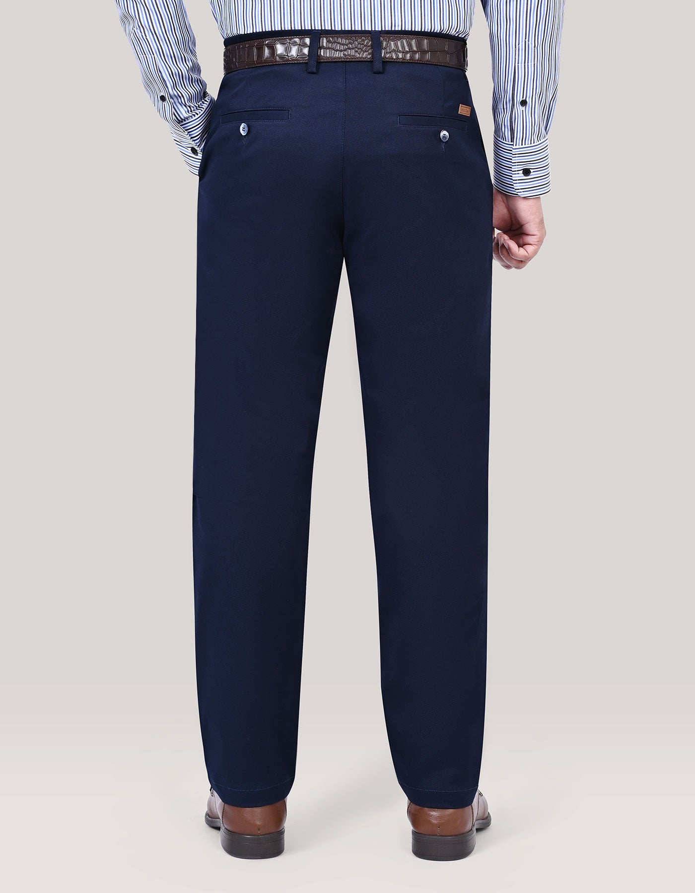 Navy Smart Fit Textured Chino Trouser