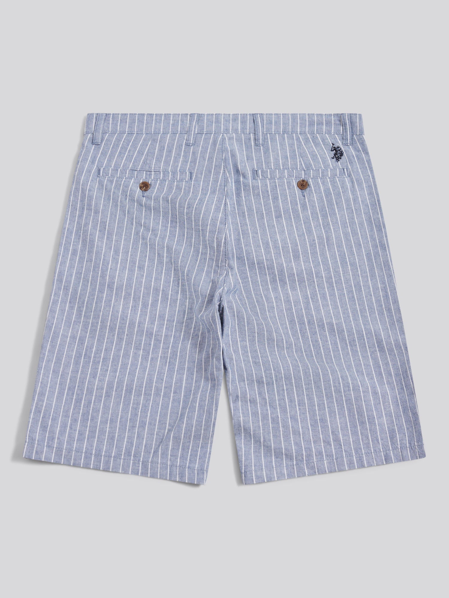 Mens Striped Linen Blend Chino Short Blue Horizon