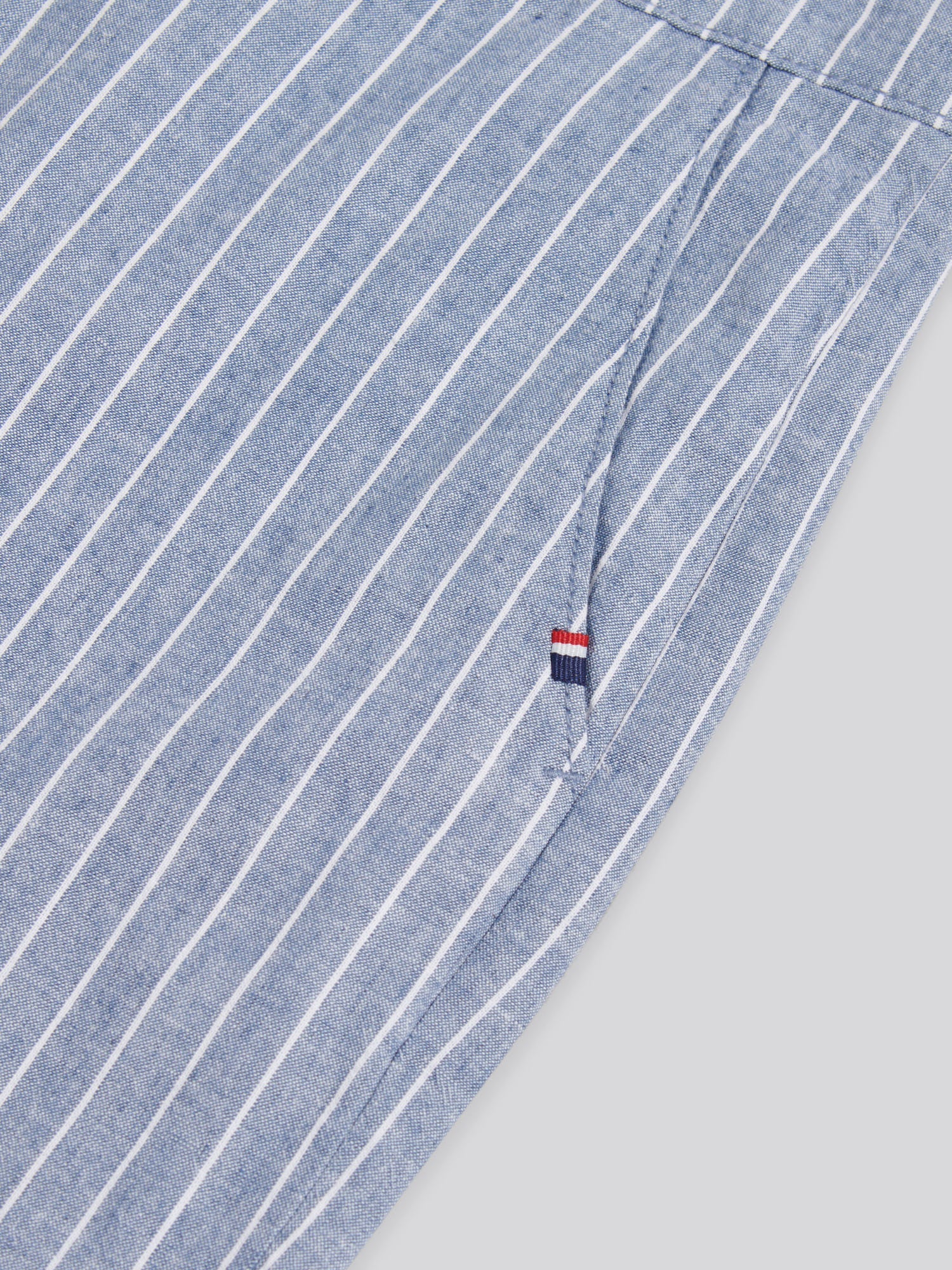 Mens Striped Linen Blend Chino Short Blue Horizon