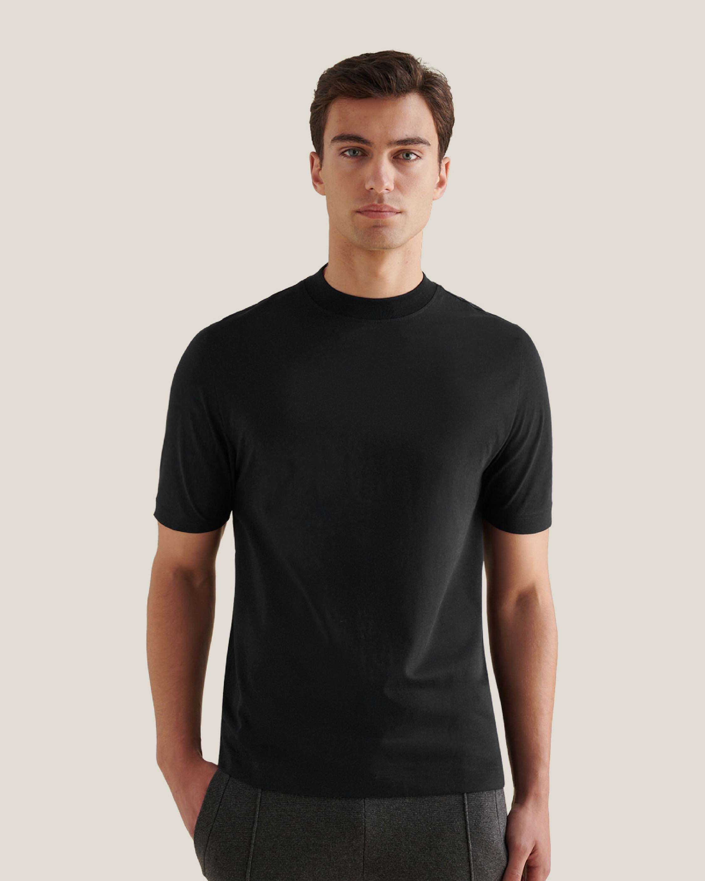 Mercerised Cotton T-Shirt Black