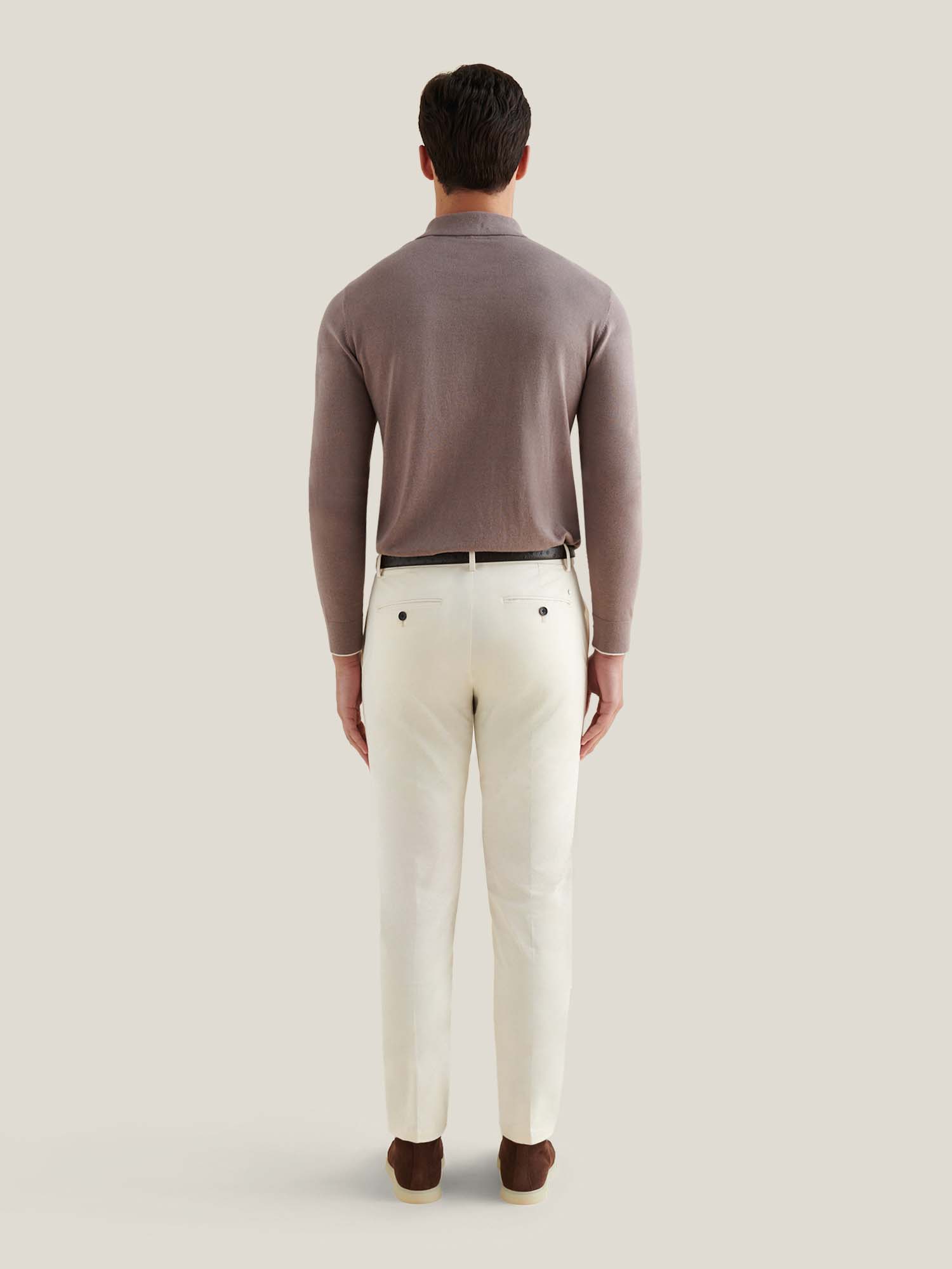 Stretch Cotton Trouser in Egret