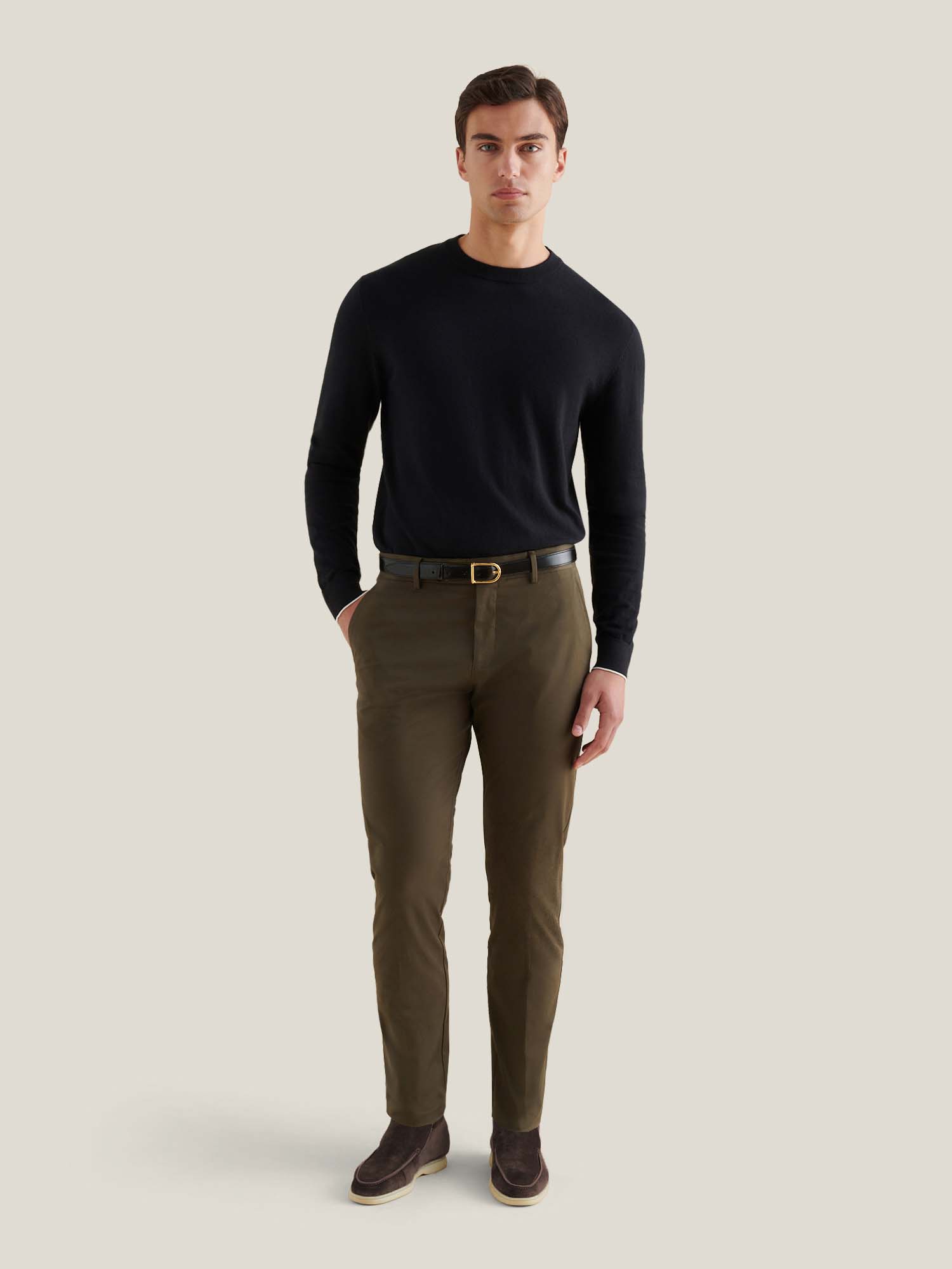 Stretch Cotton Trouser in Sea Turtle