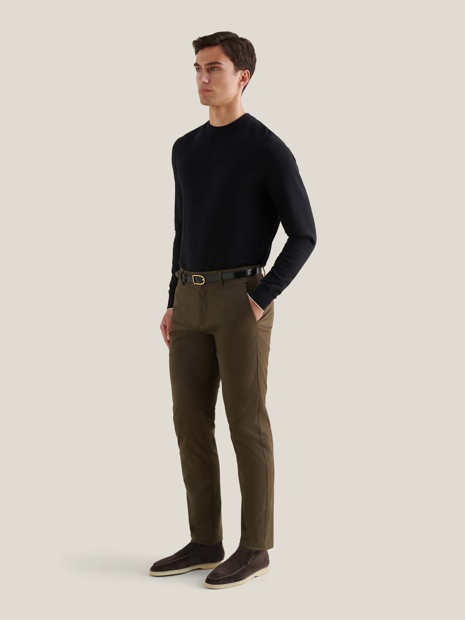 Stretch Cotton Trouser in Sea Turtle