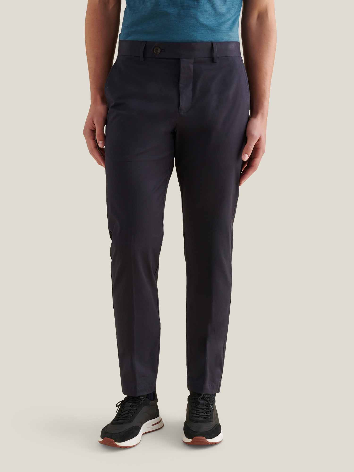 Stretch Cotton Trouser in Dark Sapphire Navy