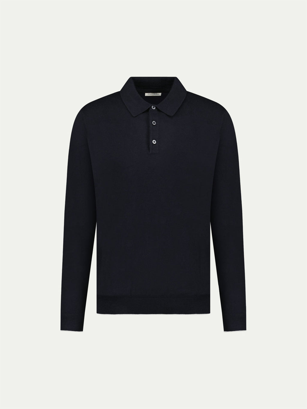 Jersey Knit Long Sleeve Polo Shirt in Black