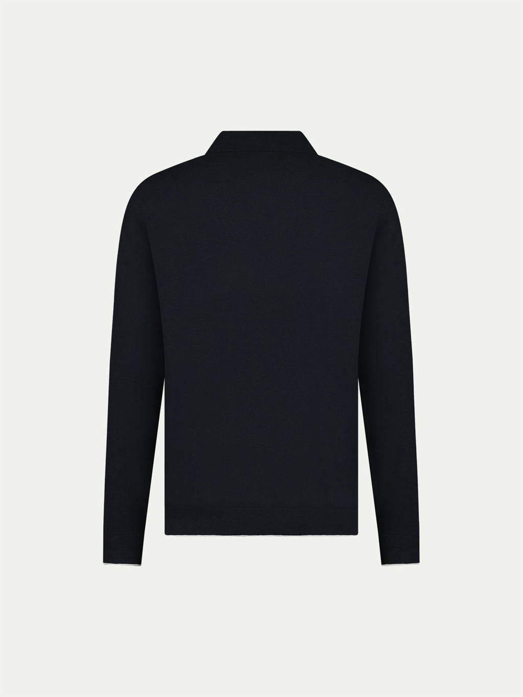Jersey Knit Long Sleeve Polo Shirt in Black