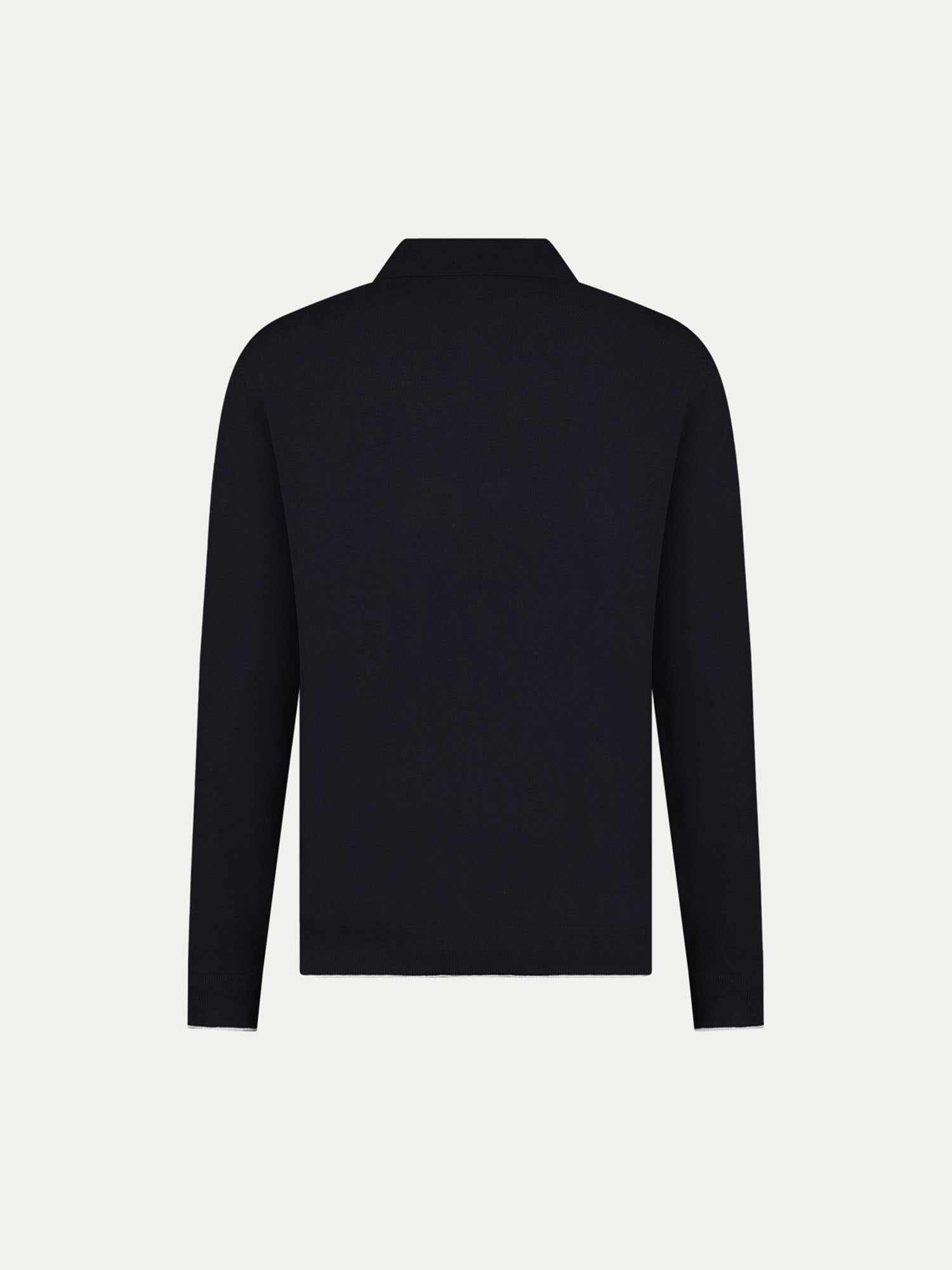 Jersey Knit Long Sleeve Polo Shirt in Black
