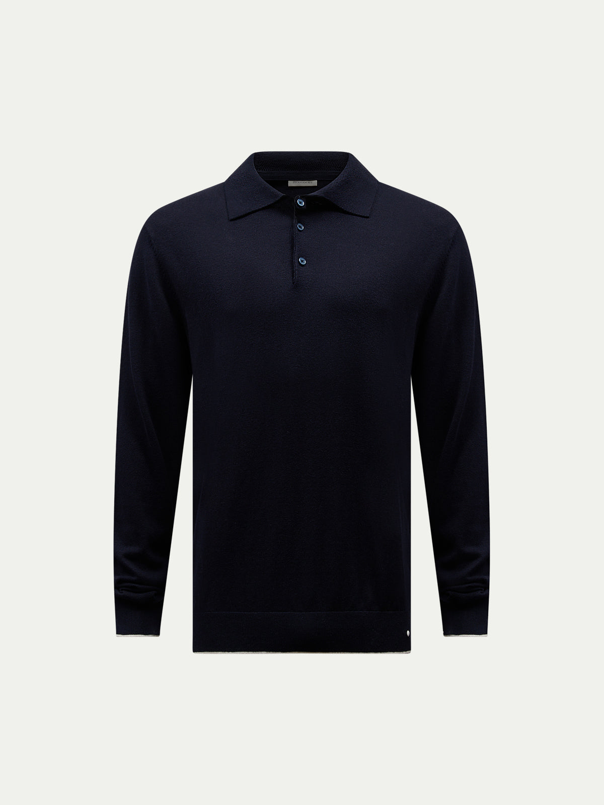 Jersey Knit Long Sleeve Polo Shirt in Dark Sapphire Navy
