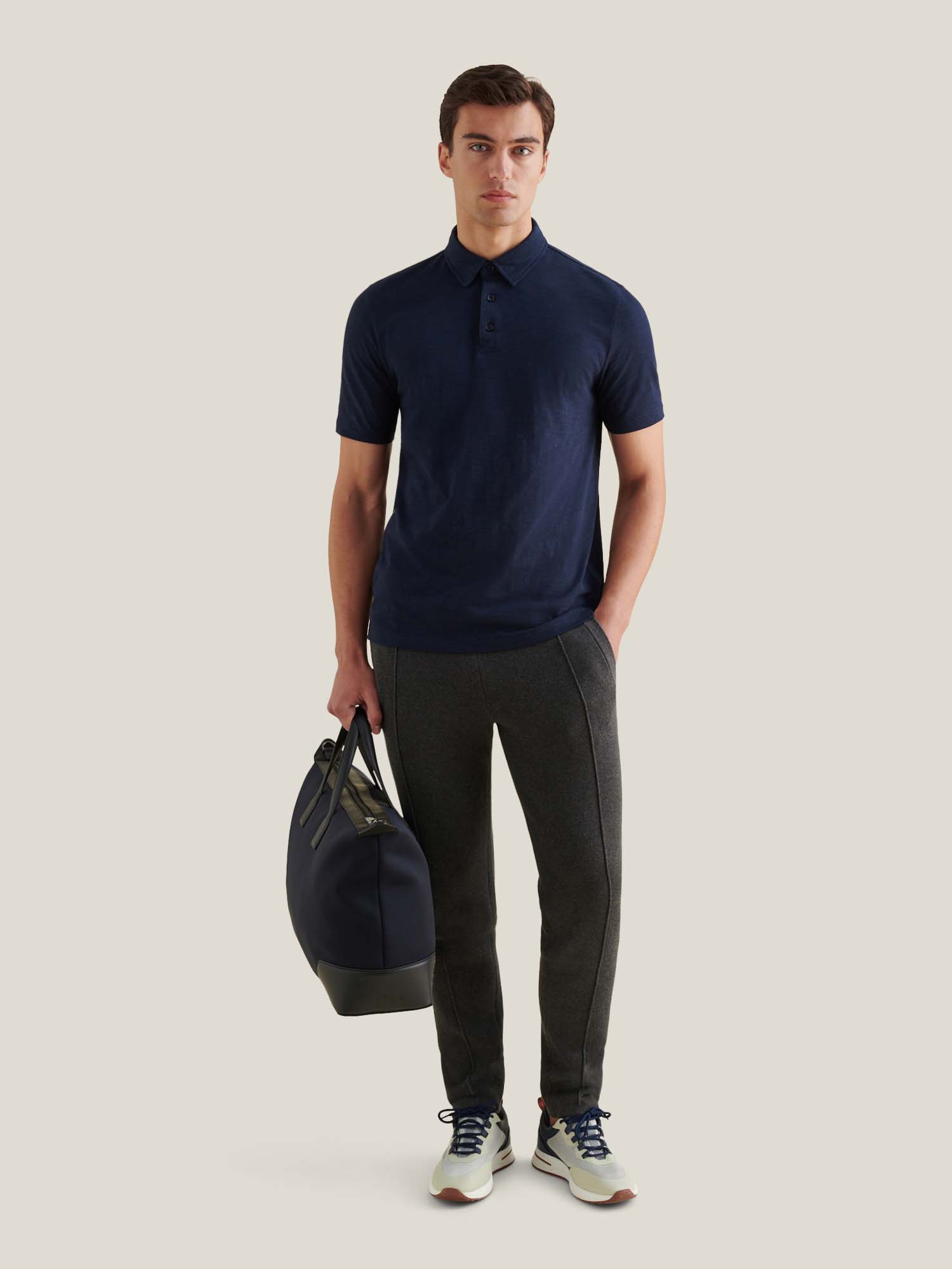 Slub Jersey Polo Shirt in Dark Sapphire Navy