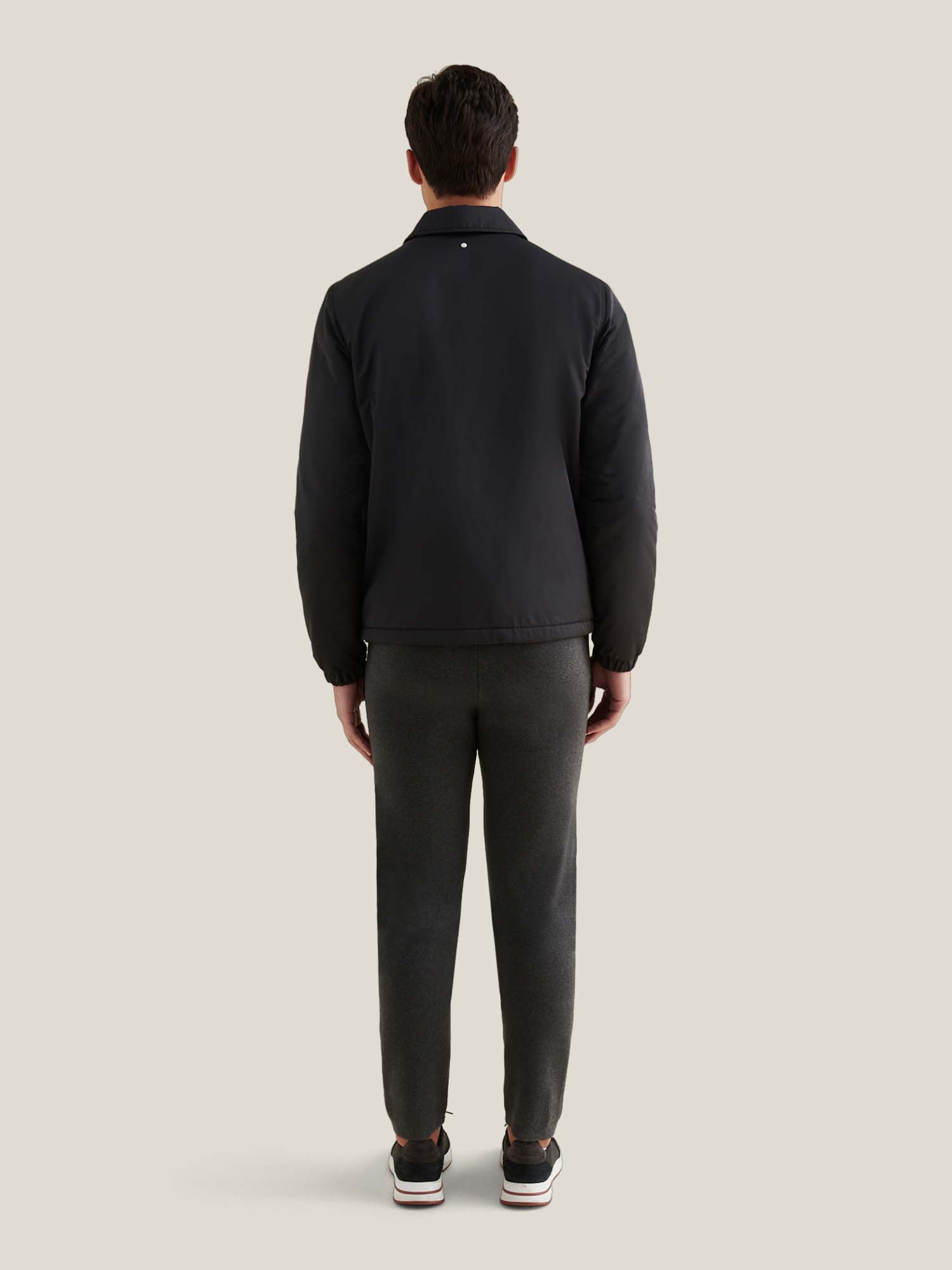 Light Padded Collar Bomber Jacket in Black