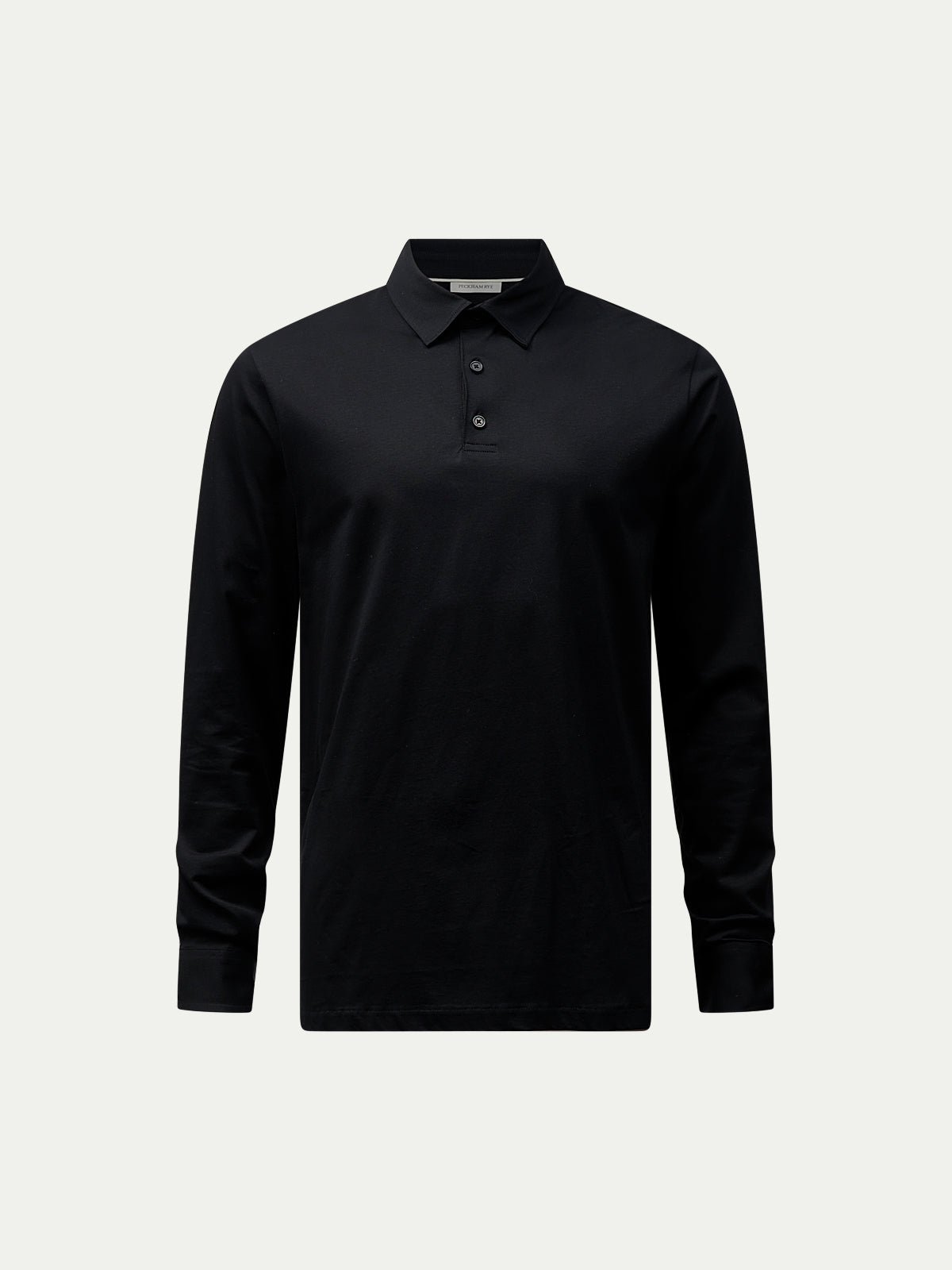 Mercerised Cotton Long Sleeve Polo Shirt Black