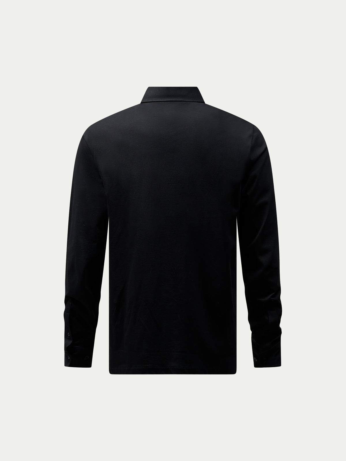 Mercerised Cotton Long Sleeve Polo Shirt Black