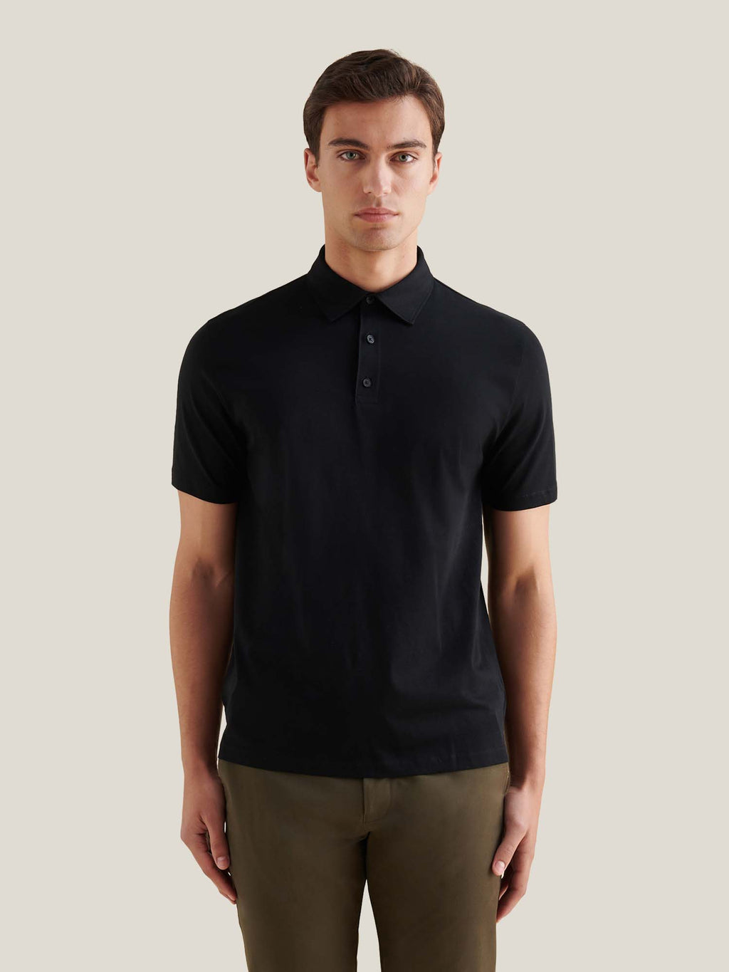 Mercerised Cotton Polo Shirt Black