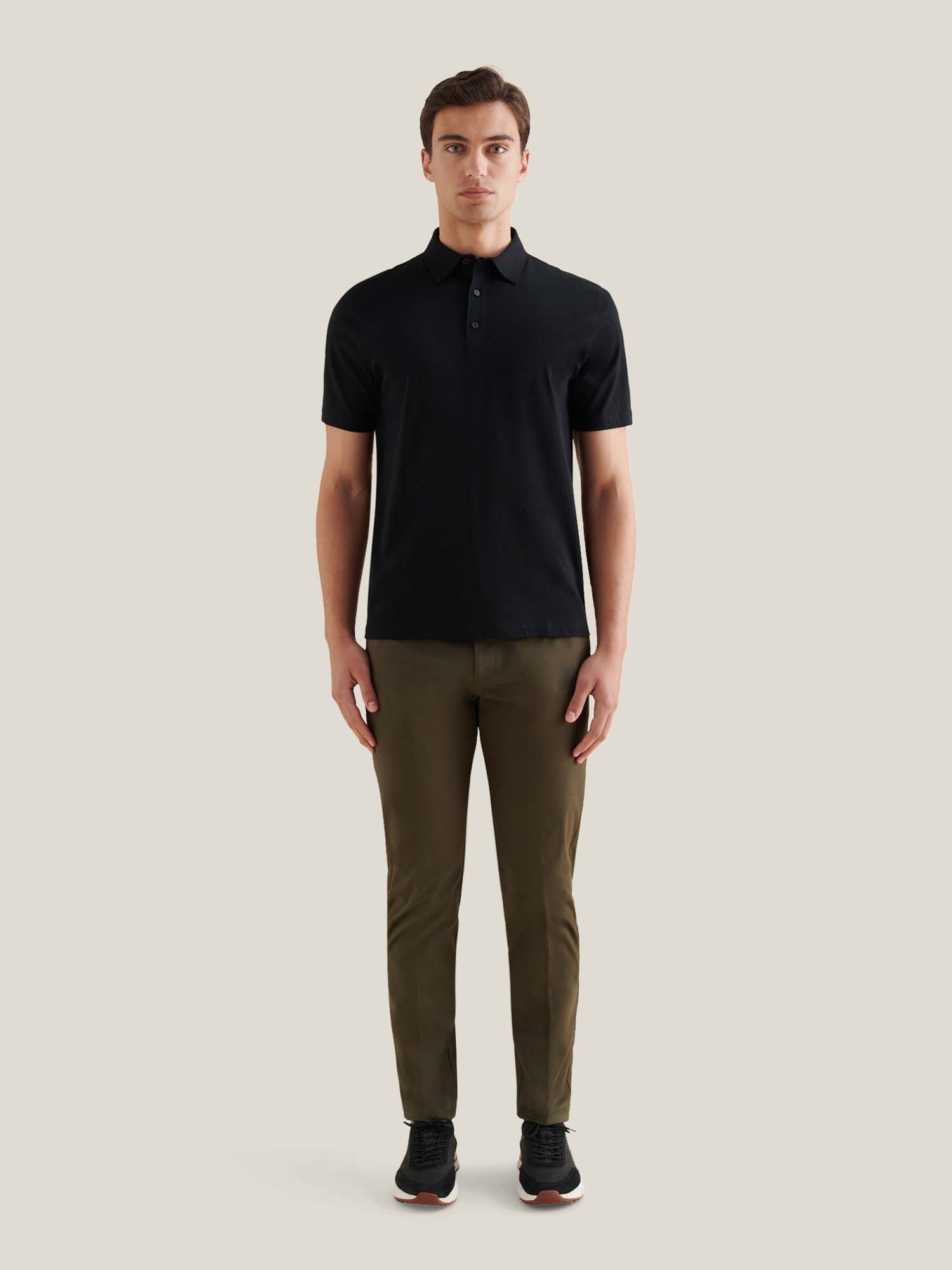 Mercerised Cotton Polo Shirt Black