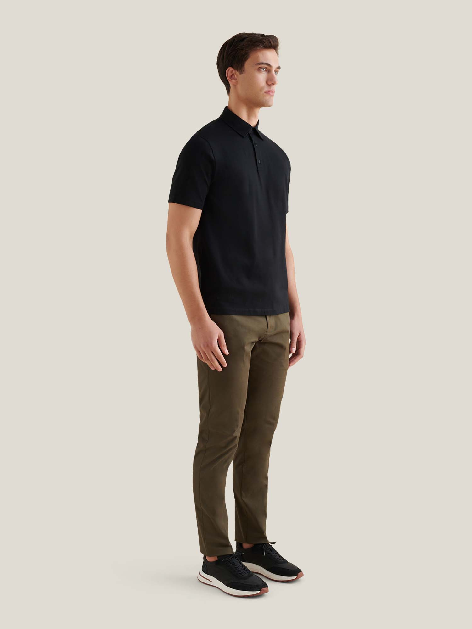 Mercerised Cotton Polo Shirt Black