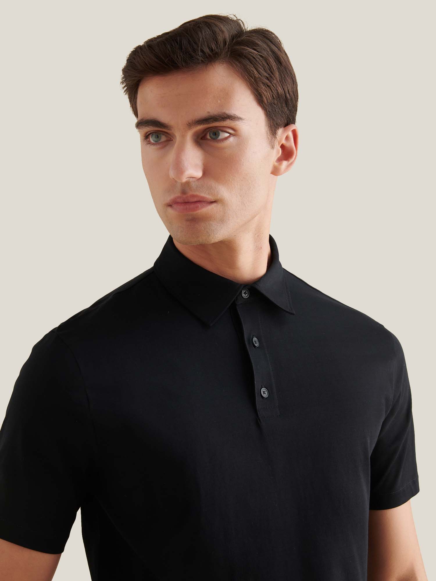 Mercerised Cotton Polo Shirt Black