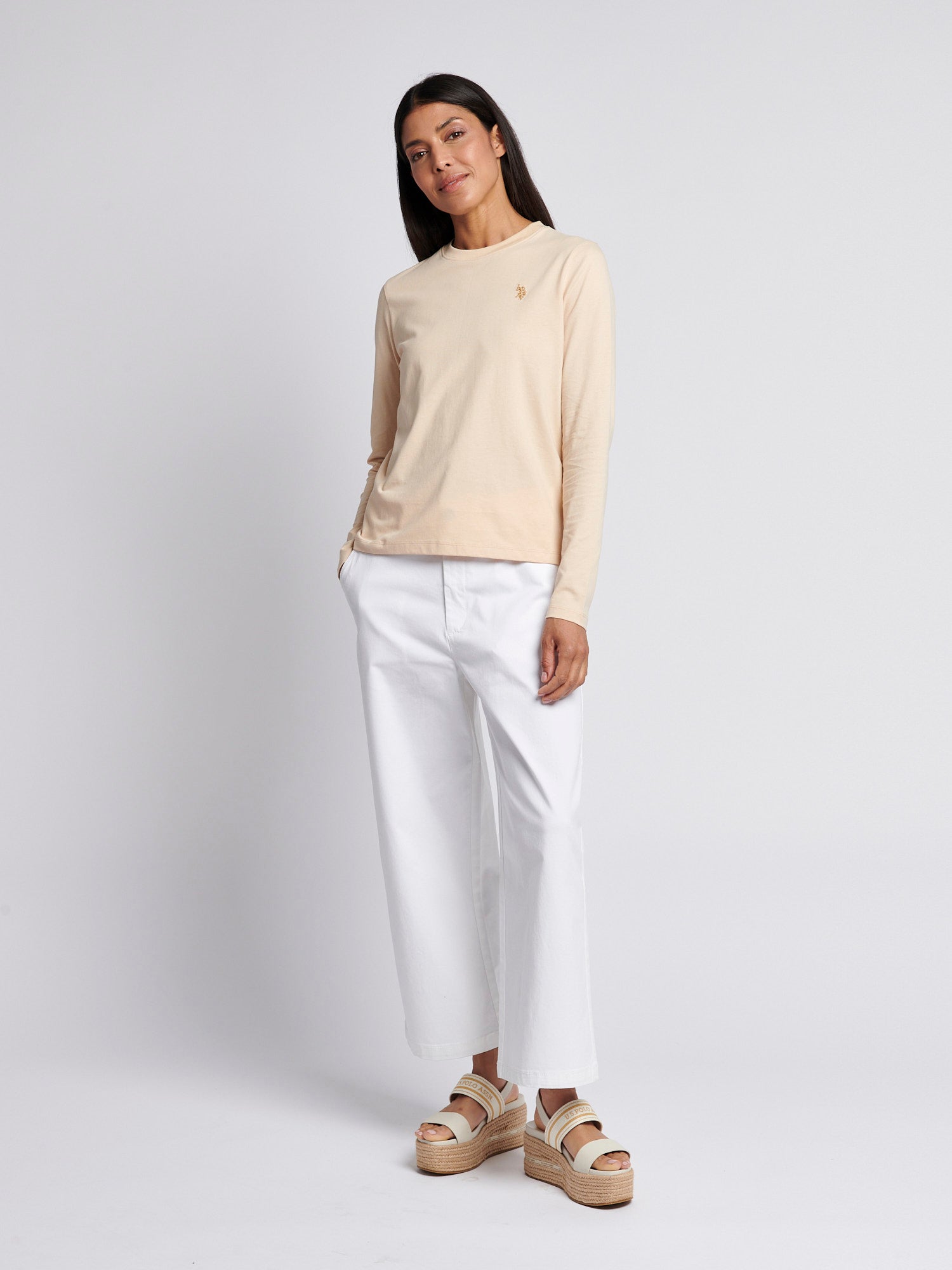 Womens Ankle Wide Leg Chino Trouser in Bright White