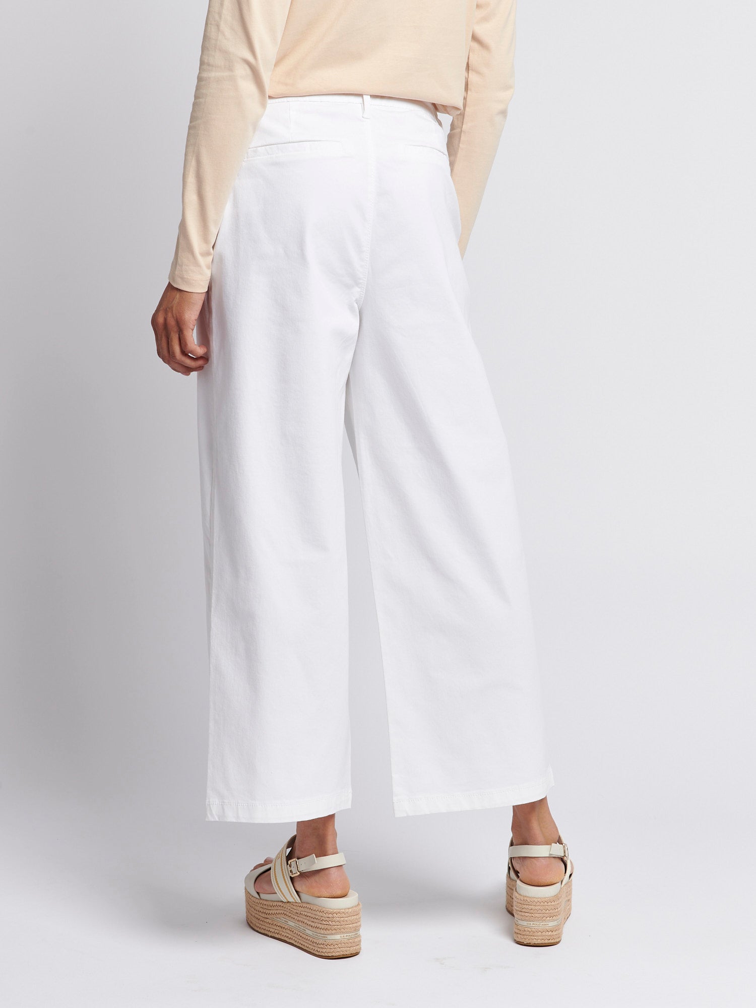 Womens Ankle Wide Leg Chino Trouser in Bright White