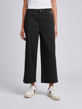 Womens Ankle Wide Leg Chino Trouser in Black