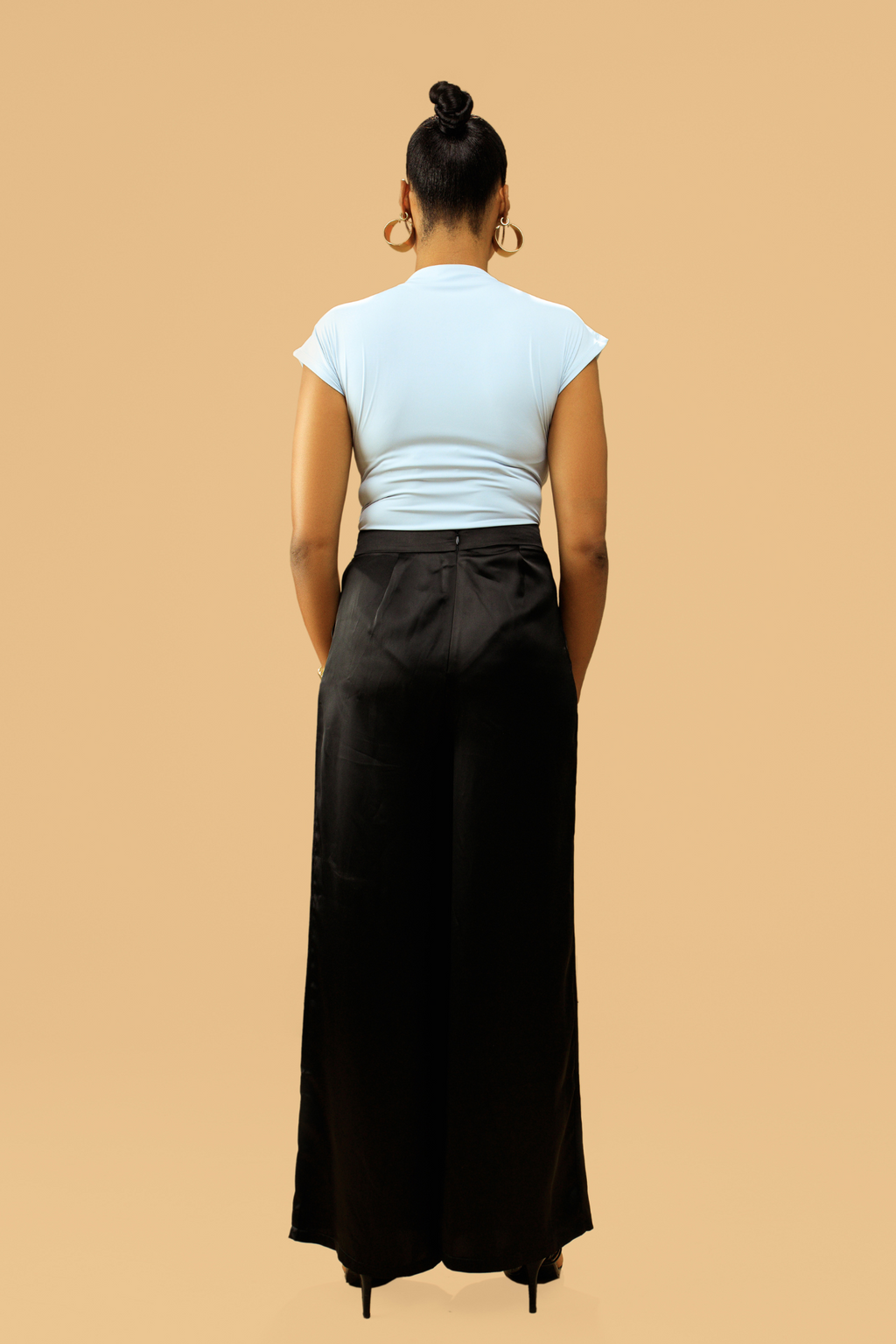 Women's Stretchy Bodysuit - High Neck Sleeveless Top