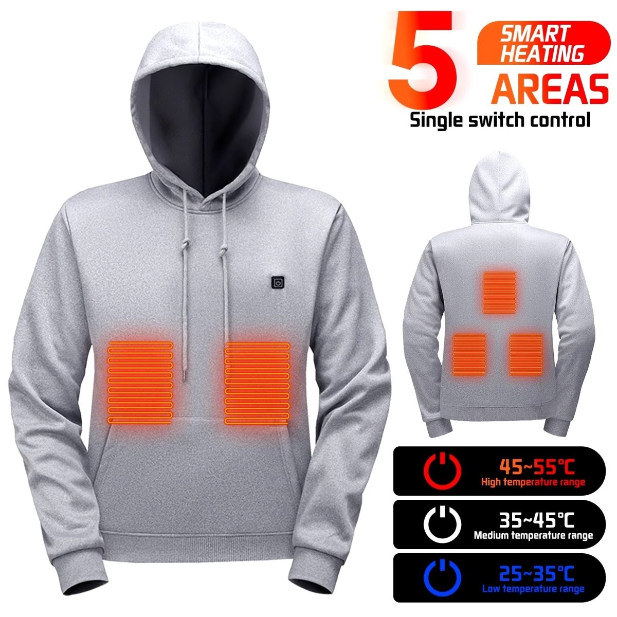 5 Area Pullover Heated Hoodie